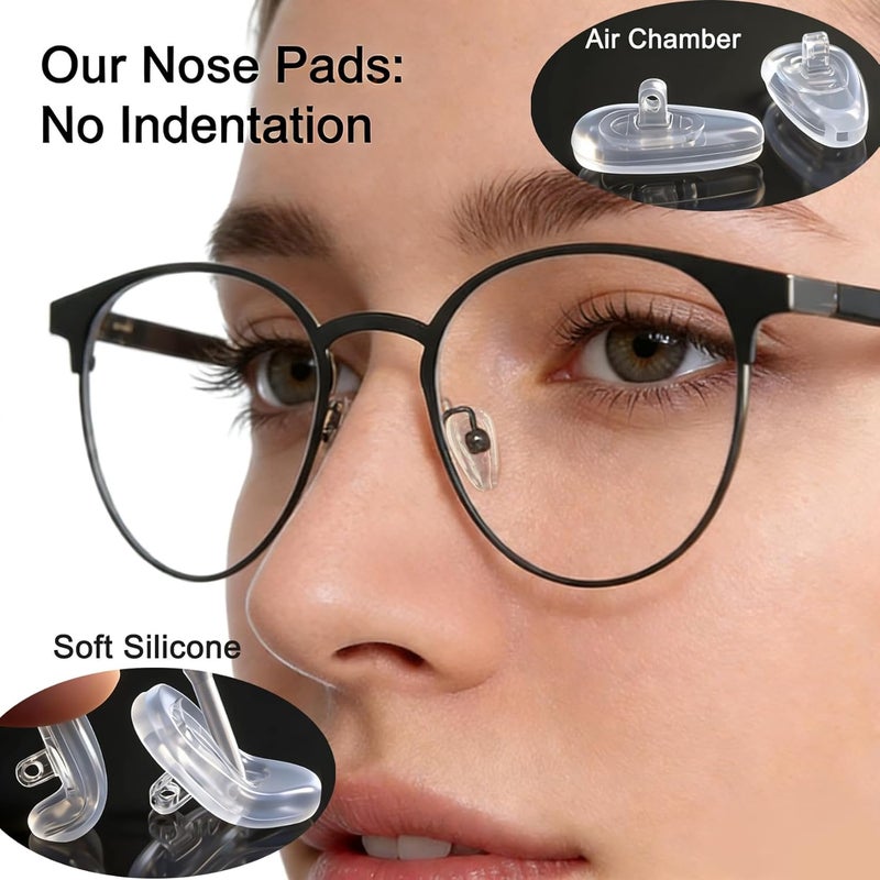 PFDHQS 5-Pairs Silicone Eyeglass Nose Pads, Pressure-Reducing Air Chamber Design | Screw-in Style Glasses Nose Pads Replacement Kit, Anti-Slip & Easy Install, Fit for Most Eyeglasses & Sunglasses - Image 3